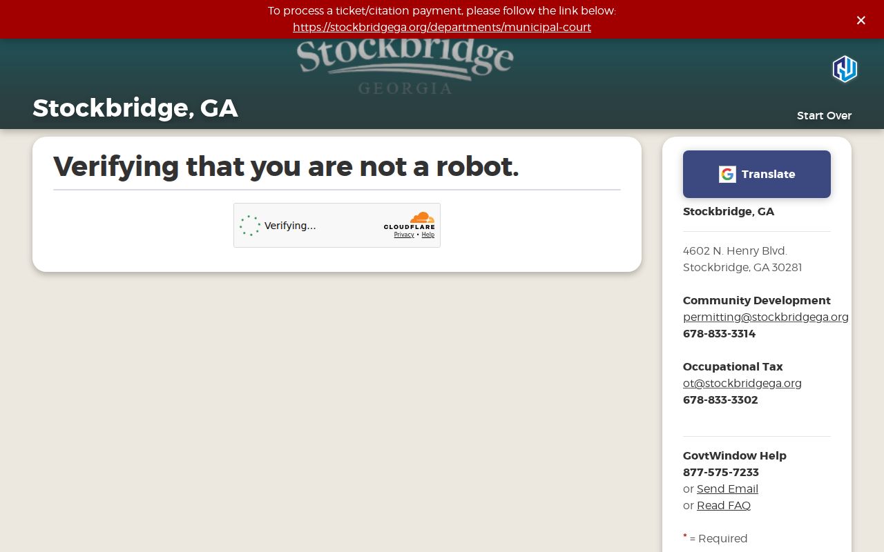 Stockbridge authorized municipal ticket portal