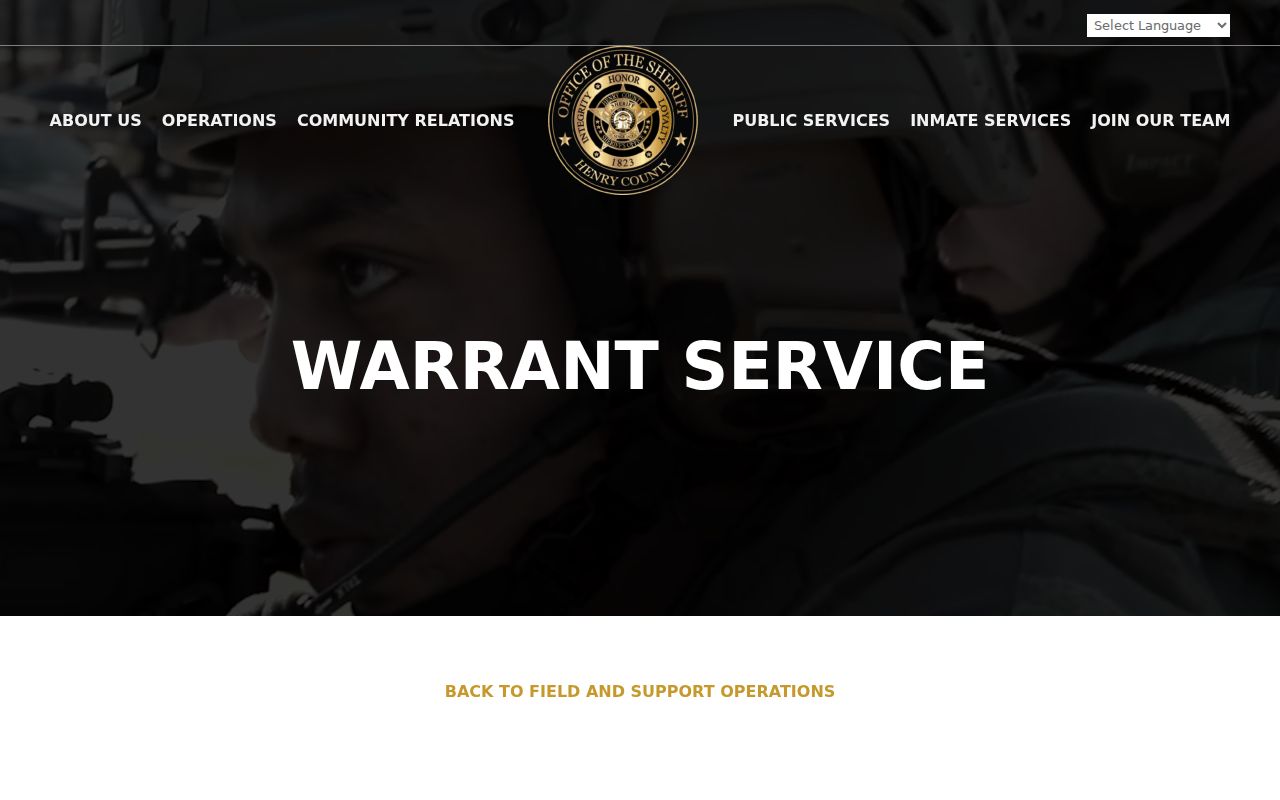 Henry County Sheriff warrant services information